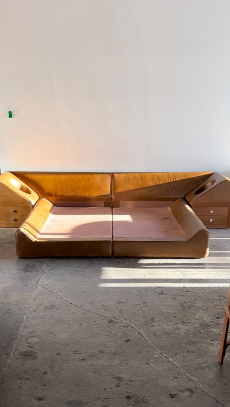 Same Old on Instagram: "1970’s Unmarked Leather Bed with Marble Inlay Side Tables. (SOLD) #midcenturymodern #postmodern #italiandesign #rarefurniture" Leather Bed, Marble Inlay, Marble Table, Postmodernism, Side Tables, Joinery, Italian Design, Midcentury Modern, Side Table