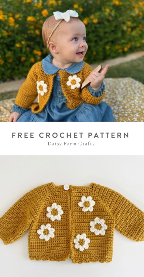 Crochet Baby Girls, Crochet Baby Girl Clothes Free Patterns, Free Baby Cardigan Crochet Pattern, Crochet Baby Girl Patterns, Crochet Baby Patterns Girl, Kids Crochet Cardigan Pattern Free, Knitting For Baby Girl, Baby Clothes Crochet Pattern, Free Crochet Baby Cardigan Pattern