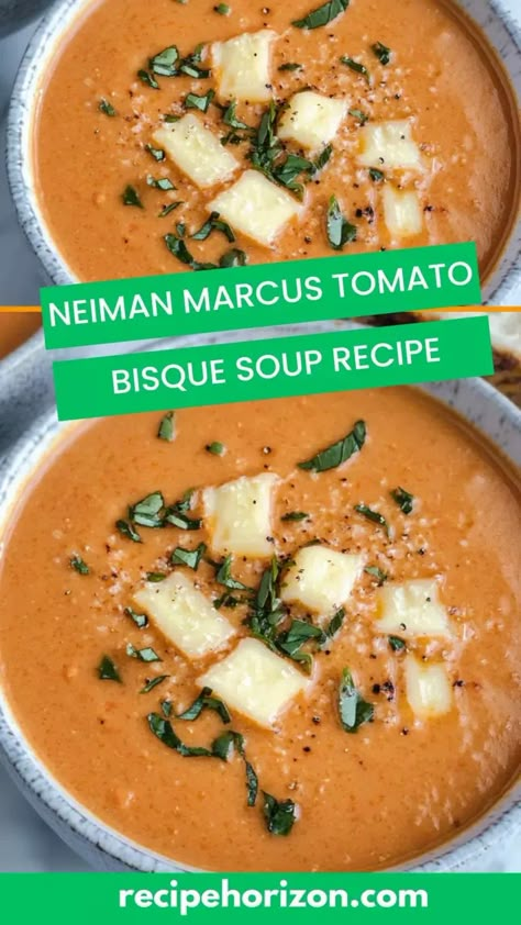 neiman marcus tomato bisque soup recipe Tomato Bisque Soup Recipe, Tomato Bisque Recipe, Tomato Basil Bisque, Tomato Bisque Soup, Bisque Soup Recipes, Bisque Soup, Best Soups, Bisque Recipe, Tomato Bisque