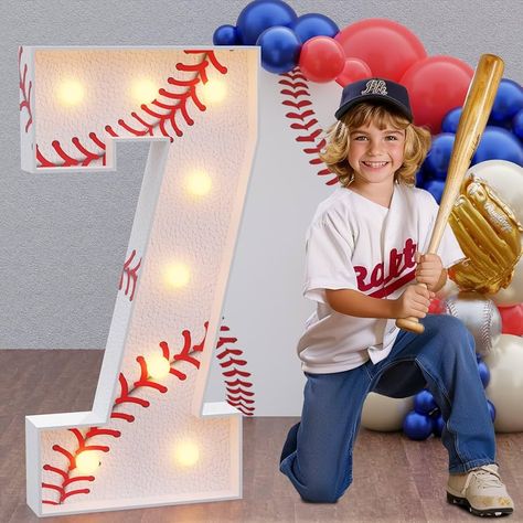 Amazon.com: imprsv Marquee Numbers Baseball Birthday Decorations: 3ft Large Party Decor Boy 6th 16th Big Light Up Cardboard Number 6 : Home & Kitchen Chicago Cubs Birthday Party, La Dodgers Birthday Party, Yankees Birthday Party, Chicago Cubs Birthday, Cubs Birthday Party, Dodgers Birthday Party, Cardboard Numbers, Baseball Theme Birthday Party, Marquee Numbers