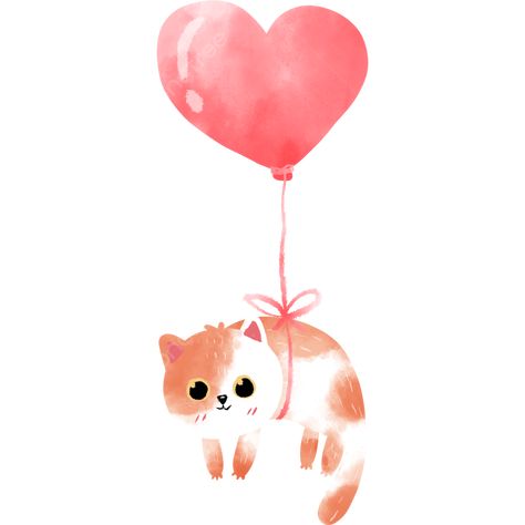 Cat Holding Balloon, Cat With Balloon, Balloon Cat, Cat Balloon, Balloon Vector, Cat Baby Shower, Cat Balloons, Valentine's Day Illustration, Couple Clipart