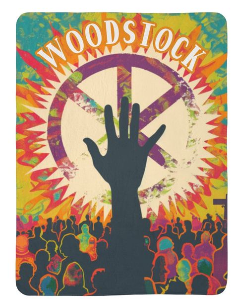 Immerse yourself in the spirit of the 1969 Woodstock music festival with our Vintage Woodstock Concert Blanket. This throw features a vibrant reproduction of a classic poster from the iconic hippie era, capturing the essence of peace, love, and music. Perfect for lovers of bohemian, vintage, and hippie styles, this blanket adds a touch of historical nostalgia to any space. Whether used to cozy up during chilly evenings, as a wall hanging in a themed room, or as a functional piece of art at music festivals, it serves as a stunning tribute to a pivotal moment in cultural history. Crafted from high-quality materials, it ensures warmth and comfort while standing the test of time. Deck out your space or gift it to a fellow music lover and keep the legacy of Woodstock alive. Made with 100% polye Woodstock Aesthetic, Woodstock Concert, 1969 Woodstock, Hippie Styles, Camping Vintage, Woodstock Music, Woodstock 1969, Woodstock Festival, Hippie Aesthetic