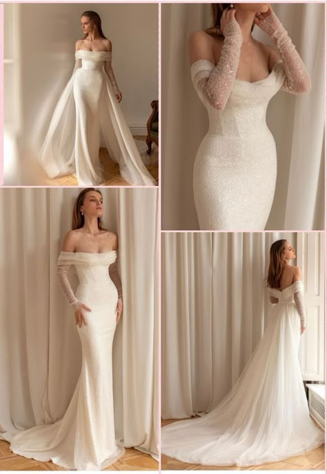 Wedding Fishtail Dress, Wedding Dress Long Sleeve Sparkle, Simple Elegant Wedding Dress Satin, Wedding Dress For Italian Wedding, Short Chic Wedding Dress, Bride Trends 2023, Classic Feminine Wedding Dress, Wedding Dress Trends For 2023, Wedding Dresses Overskirt