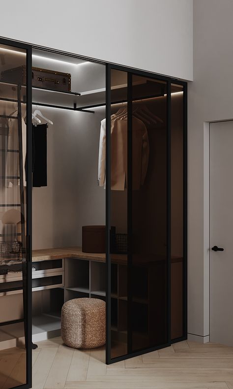 Walking Closet Door, Clothing Room Ideas, Walk In Closet Doors, Luxury Closet Doors, Walk In Closet Door, Walking Closet Ideas, Dressing Room Door, Closet Door Ideas, Hanger Closet