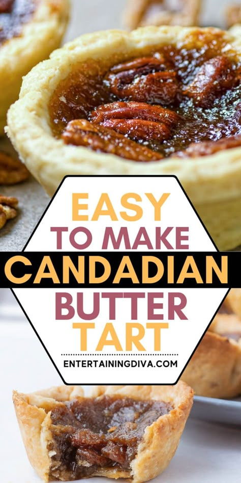 This traditional Canadian butter tarts recipe is so buttery and delicious, you won't be able to stop at just one. Made with raisins or without, these are the best butter tarts I've ever tasted Butter Tarts Without Raisins, Coconut Butter Tarts, Desserts With Raisins, Canadian Butter Tarts Recipe, Butter Tarts Canadian, International Dessert Recipes, Pecan Butter Tarts, Canadian Dessert Recipes, Best Butter Tarts