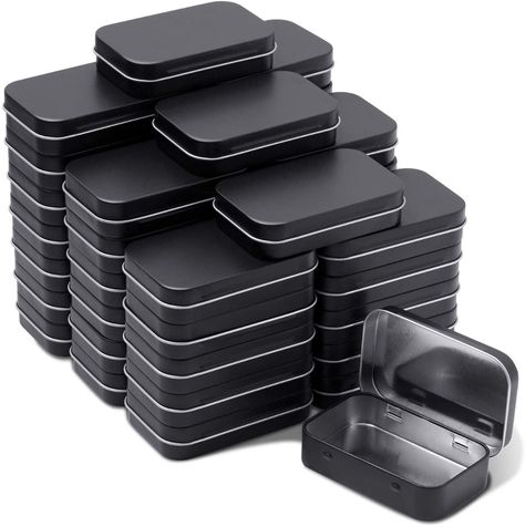 Amazon.com: Tamicy Metal Rectangular Hinged Tins - Pack of 40 Matte Black Mini Portable Box Containers Small Empty Storage Tins with Lids Home Organizer Kit for Storage Drawing Pin Jewelry Crafts House Objects, Small Storage Containers, Desain Pantry, Drawing Pin, Cute Coin Purse, Business Packaging Ideas, Cute Stationary School Supplies, Small Space Ideas, Make Up Cosmetics