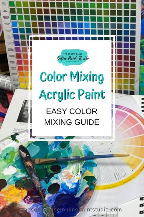 How To Mix Paint Colors, Acrylic Paint Color Mixing, Color Mixing Acrylic, Acrylic Colour Mixing Chart, Acrylic Color Mixing, Acrylic Paint Easy, Paint Color Mixing, Social Easel, Color Art Lessons