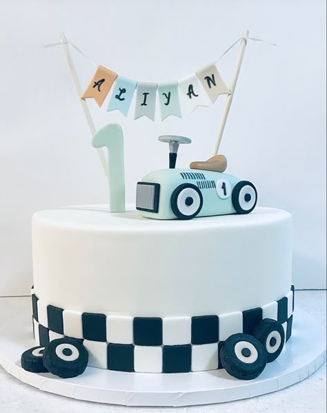 Race Car 1st Birthday Cookies, First Birthday Boy Themes Cake, 1st Birthday Cake Car Theme, Two Fast Bday Cake, Two Fast Smash Cake, Car Themed Birthday Party Cake, Racing Car Theme Cake, Fast 1 Birthday Cake, Car First Birthday Cake