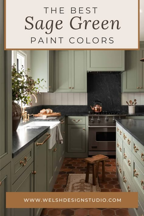 Sage Green Paint Colors Valspar, Minted Sage Behr Paint, Behr Sage Brush Kitchen, Best Sage Green For Kitchen, Sage Green Wet Bar, Sage Green Paint Ideas, Gloucester Sage Benjamin Moore Cabinets, Rustic Green Cabinets, Kitchen With Sage Green Walls