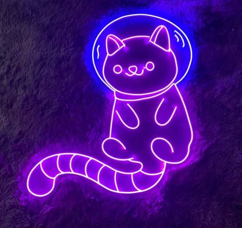 (eBay) Find many great new & used options and get the best deals for LED LIGHT NEON SIGN Game Computer Room Wall ART Decor CUTE CAT ASTRONAUT FUNKY at the best online prices at eBay! Free shipping for many products! Purple Neon Signs, Neon Sign Painting, Purple Neon Lights, Purple Neon Sign, Cat Neon Sign, Gaming Computer Room, Space Neon, Neon Home Decor, Neon Cat