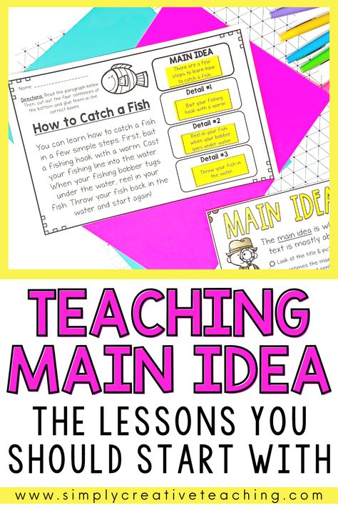 Teaching Main Idea Third, Main Idea And Key Details First Grade, Topic Anchor Chart, Main Idea And Details Activities, Main Idea Lessons, Main Idea Anchor Chart, Main Idea Activities, The Important Book, Main Idea And Supporting Details