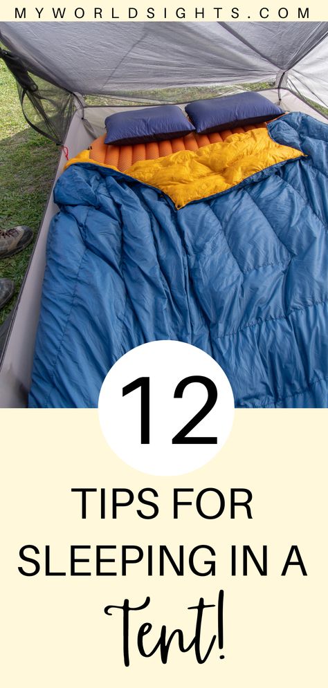 Sleeping in a tent doesn’t have to be difficult! These tent camping ideas will help you get to sleep easily in your tent. This list includes tent camping hacks, sleeping in a tent comfortably, camping essentials, and more! Tent Camping Made Easy, Camping Bed Hacks, Comfy Tent Camping, Tent Living Ideas, Camping Sleeping Hacks, Dry Camping Hacks, Tent Organization Ideas, Comfortable Tent Camping, Tenting Hacks