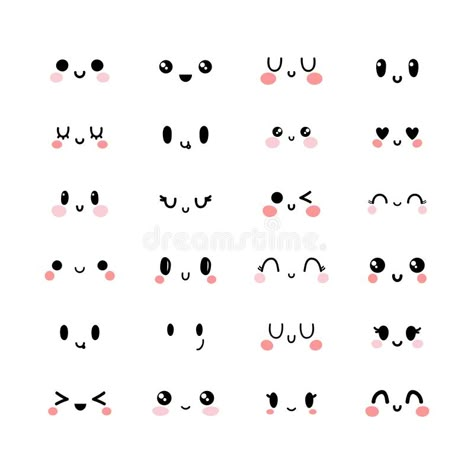 Funny Emoji Drawings, Cute Face Doodles Easy, Faces Cute Drawing, Cute Face Ideas Drawing, Easy Smiley Faces To Draw, Kawaii Smile Faces, Kawaii Face Expressions, Cute Cartoon Faces To Draw, Cute Faces To Draw Easy