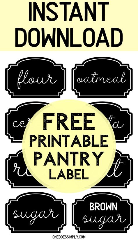 Make your pantry looks good with these awesome labels!! These printable pantry labels are great way to organize your pantry! Download the printable now and print it at home! #printable #free #pantryideas Free Printable Chalkboard Labels, Chalkboard Pantry Labels, Pantry Labels Template, Pantry Labels Printable, Free Pantry Labels, Vintage Pantry Labels, Kitchen Canister Labels, Free Chalkboard Printables, Pantry Organization Labels