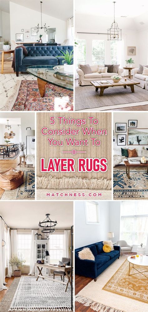 Layered Rugs In Office, Layering Rugs Living Room Shag, Layered Rugs In Bedroom, Layer Rugs In Living Room, Layer Living Room Rugs, Area Rugs In Living Room Over Carpet, How To Layer Carpets, How To Layer Rugs Living Rooms Bohemian, Rug On Rug Layering Living Room