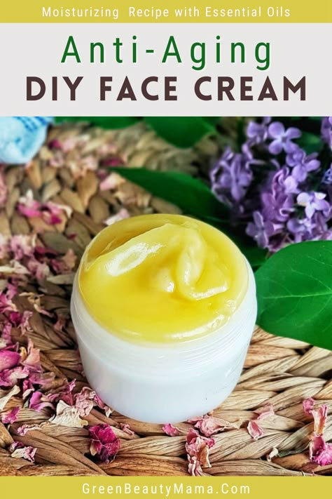 Simple DIY Anti Aging Cream That’ll Instantly Make Your Skin Glowing - greenbeautymama.com Diy Face Lotion Anti Aging, Diy Beauty Products Recipes, Diy Face Cream Anti Aging, Diy Anti Aging Face Cream, Anti Wrinkle Cream Diy, Homemade Anti Aging Face Cream, Diy Anti Aging Mask, Anti Aging Face Cream Diy, Anti Aging Cream Recipe