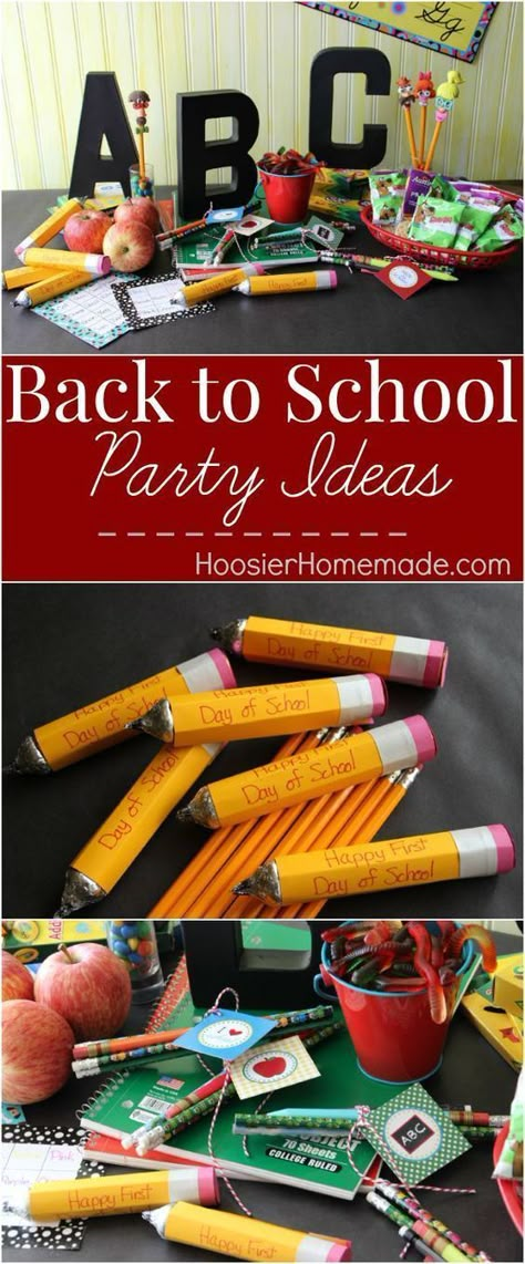 Back To School Decoration Ideas, School Centerpieces, Back To School Treats, Back To School Party Ideas, School Party Ideas, School Party Favors, School Birthday Party, School Dinners, Diy Back To School