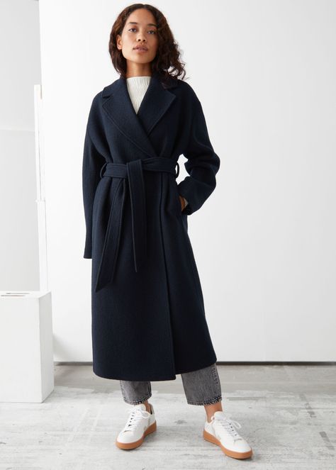 Navy Wrap Coat, Navy Blue Wool Coat Outfit, Long Navy Wool Coat Outfit, Navy Long Wool Coat, Blue Wool Coat Outfit, Navy Wool Coat Outfit, Belted Coat Outfit, Long Wool Coat Outfit, Wrap Coat Outfit