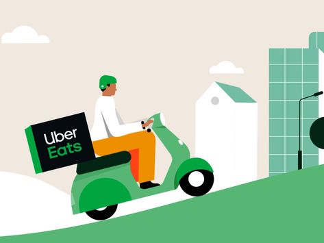 UberEats Delivery by Vidico Food Delivery Illustration, Uber Illustration, Delivery Animation, Website Banner Design, Ui Animation, Vector Character Design, Uber Eats, Bedroom Wall Colors, Illustration Cartoon