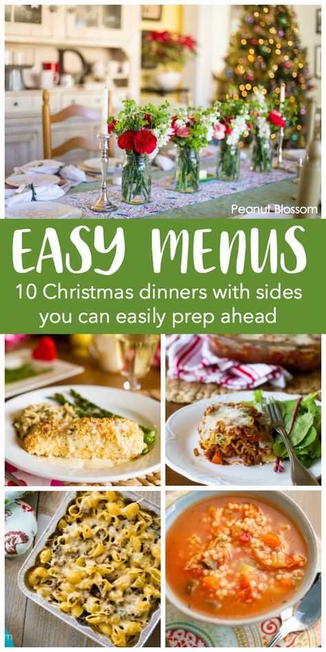 10 super easy Christmas dinner menu ideas will WOW your family. These make-ahead Christmas recipes are perfect for busy families who want to spend time together outside the kitchen this holiday. Christmas Dinner Meal Plan, Easy Christmas Dinners For Family, Friend Christmas Dinner Ideas, Christmas Holiday Dinner Ideas, Easy Meals For Christmas Dinner, Light Christmas Meal Ideas, Easy Dinner Menus For Guests, Christmas Dinner Ideas For Small Family, Christmas Dinner Ideas Make Ahead