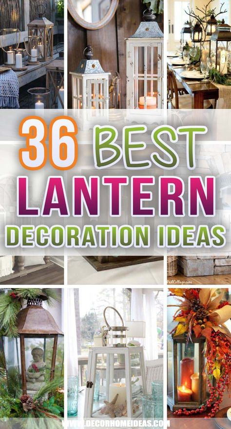 Lanterns On Porch Decor, Decorating Ideas For Lanterns, Decor Lanterns Ideas, Fall Porch Lanterns Decor, Lantern Entryway Decor, Lanterns On Steps, How To Use Lanterns In Home Decor, How To Display Lanterns Indoors, Lanterns With Flowers Inside