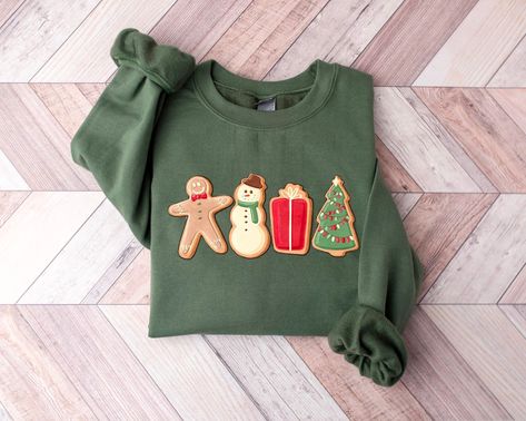 Cute Gingerbread Cookies, Gingerbread Shirt, Merry Christmas Cute, Cute Christmas Cookies, Cats Shirt, Womens Christmas, Lover Sweatshirt, Matching Sweatshirts, Christmas Crewneck