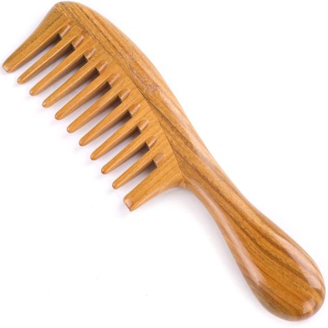 Breezelike No Static Super Big Size Round Handle Sandalwood Wide Tooth Comb -- Click image to review more details. Comb For Curly Hair, Hair Tool Set, Detangling Comb, Handmade Comb, Wood Comb, Wooden Comb, Round Handle, Diy Hair Mask, Curly Girl Method