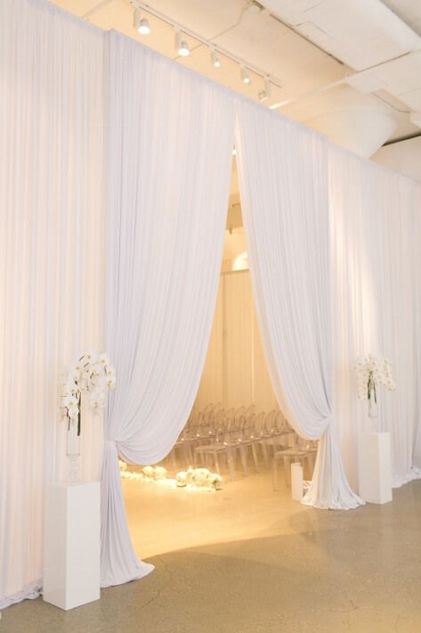 Wedding Ceremony Draping, White Drapes Wedding, Draping Wedding Reception, Wedding Draping Backdrop, Ceremony Draping, Wedding Decoration Backdrop, Wedding Backdrop Arch, Wedding Drapery, Wedding Draping