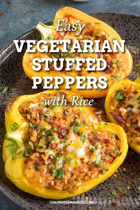 Healthy Dinner Recipes Bell Peppers, No Cheese Stuffed Peppers, Easy Stuffed Peppers Vegetarian, Veg Stuffed Bell Peppers, Veg Stuffed Peppers, Stuffed Peppers Meatless, Vegetarian Stuffed Bell Peppers With Rice, Vegetarian Recipes Stuffed Peppers, Stuffed Bell Peppers Veggie