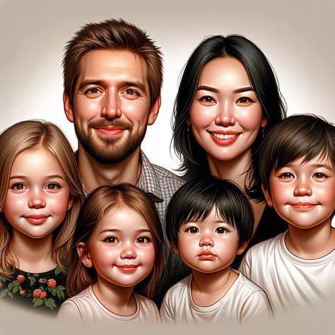 A heartwarming family portrait of a family of 6. This personalized caricature is perfect for celebrating a special occasion. #familyportrait #caricature #family . #Family_Caricature #Unique_Family_Gifts #Caricature_Gifts #Caricature_Portrait Caricature Family, Caricature Examples, Unique Family Gifts, Caricature Gifts, Caricature Portrait, Personalized Caricature, Funny Cartoon Characters, Caricature Sketch, Family Of 6