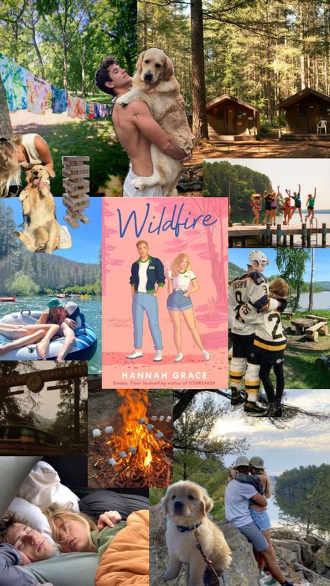 collage featuring aurora and russ from wildfire by hannah grace aesthetic summer camp hockey romance novel maple hills Daydream Hannah Grace Aesthetic, Russ And Aurora, Hannah Grace, Wildfire By Hannah Grace, Wildfire Hannah Grace Aesthetic, Icebreaker By Hannah Grace, Wildfire Hannah Grace Quotes, Russ Wildfire, Daydream Hannah Grace