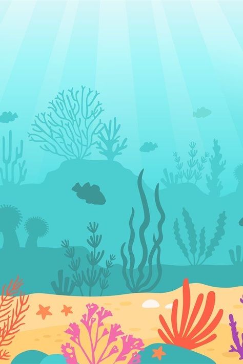 Cartoon Underwater Scene, Water Cartoon Background, Underwater Cartoon Backgrounds, Cartoon Coral Reef, Sea Background For Editing, Sea Cartoon Background, Under Water Background, Coral Cartoon, Under The Sea Cartoon