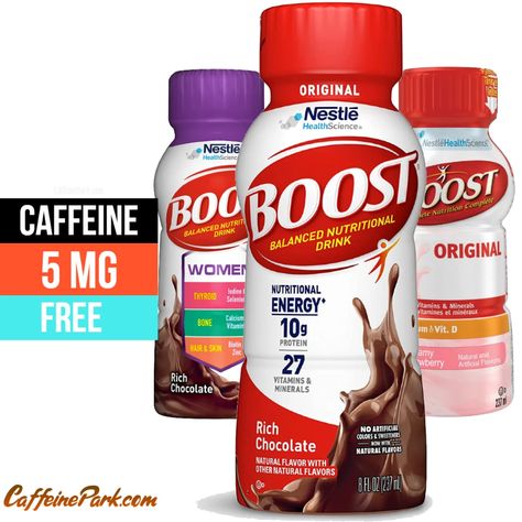 How much caffeine is in Boost Nutritional Drink? Boost Drink, Biotin Hair, Nutrition Drinks, Caffeine Content, Isolate Protein, Milk Protein, Vitamin K, Healthy Ingredient, Vitamins And Minerals