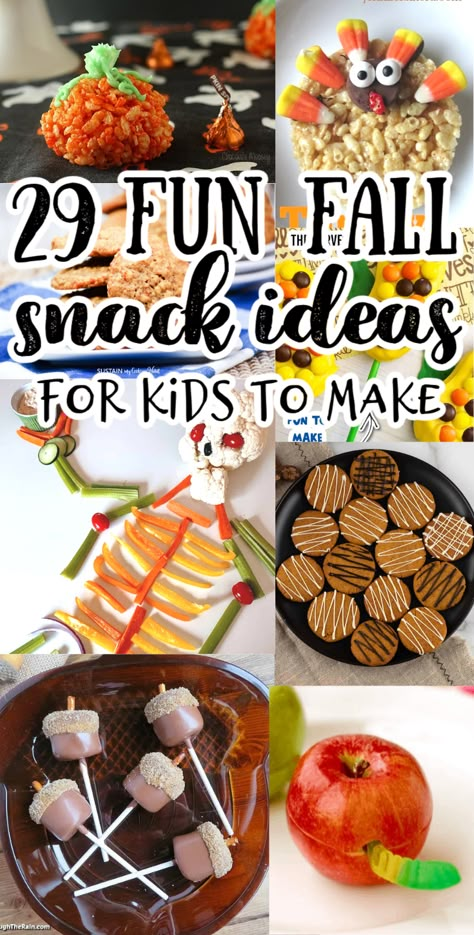 Fall Cooking In The Classroom, Fall Treats For Preschoolers, Preschool Harvest Party Snacks, Fun Fall Recipes For Kids, Kids Fall Cooking Activities, September Snacks For Kids, Fall Kids Snack Ideas, Fun Fall Dinners For Kids, Cute Fall Treats For Kids