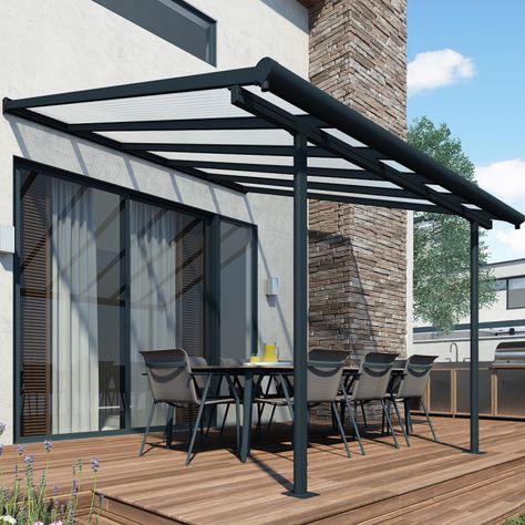 Cozy Gazebo, Metal Patio Covers, Outdoor Shade Structures, Covered Pergola Patio, Polycarbonate Roof Panels, Roof Skylight, Grey Patio, Side Return, Patio Pergola