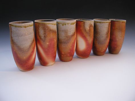 soda-fired tumblers by Gary Jackson : Fire When Ready Pottery Soda Kiln Pottery, Soda Firing Ceramics, Salt Fired Pottery, Soda Fired Pottery, Wood Fired Pottery, Fire Pots, Clay Mugs, Pottery Cups, Ceramics Ideas Pottery