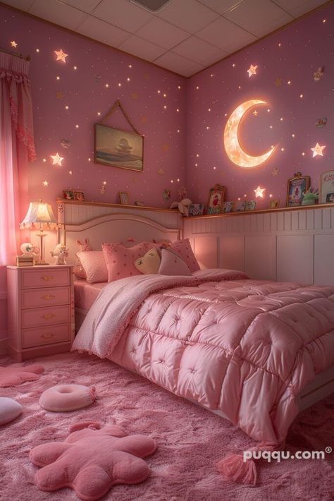 Bedroom Design Pink And White, Pink Toddler Room Decor, Girly Pink Bedroom Aesthetic, Pink Room Theme, Pink Girly Room Aesthetic, Girly Bedroom Ideas For Kids, Unicorn Bedroom Ideas Kid Rooms, Pale Pink Room, Girly Aesthetic Room