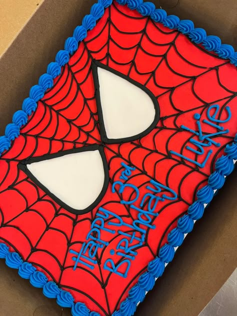 Spiderman Birthday Cakes Ideas, Spiderman Cake Sheet, Square Spiderman Cake Ideas, Spider Man Cake Simple, Spider Man Cake 3rd Birthday, Spiderman 2nd Birthday Party Ideas, Easy Spidey Birthday Cake, Homemade Spider Man Cake, Spidey Birthday Activities