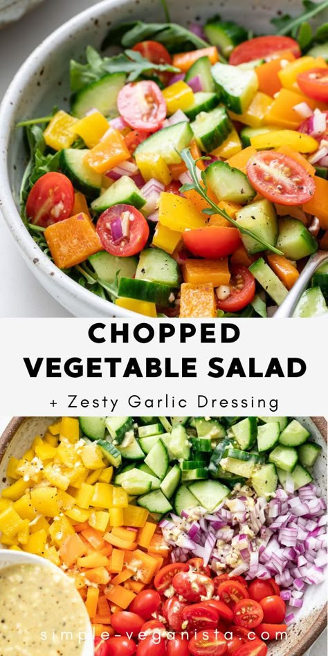 Lettuce Less Salad, All Vegetable Salad, All Veggie Salad, Vegetable Chopped Salad, Fresh Vegetable Recipes Raw Summer Salads, Salad Recipes Vegetable, Salad To Eat With Chips, Healthy Veggie Salad Recipes, Summer Veggie Salad Recipes