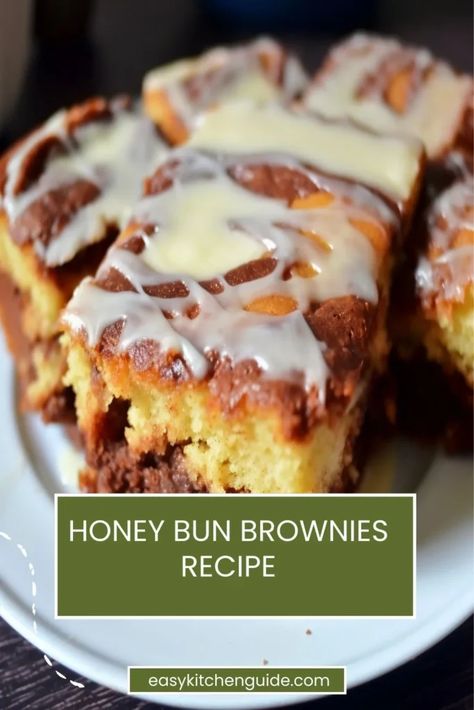 Honeybun Brownies Recipe, Honey Bun Dessert, Honeybun Brownies, Honey Bun Brownies Recipe, Honey Food Ideas, Baked Goods With Honey, Honey Bun Recipe Homemade, Honey Bun Brownies, Bun Bars Recipe