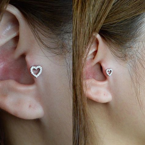 Heart Tragus Piercing, Tragus Heart Piercing, Tragus Heart, Madison Piercing, Tragus Piercing Earrings, Body Vision Los Angeles, Tragus Piercing Jewelry, Heart Piercing, Tragus Piercing