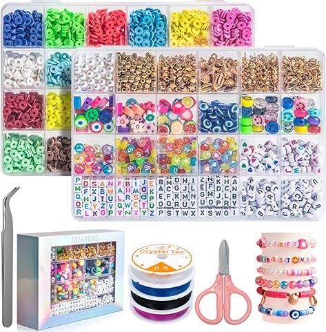 Flat Clay Beads, Beads Fruit, Bracelets Kit, Smiley Face Beads, Make Clay Beads, Letter Bracelets, Beads Kit, Diy Shows, Bracelets Making