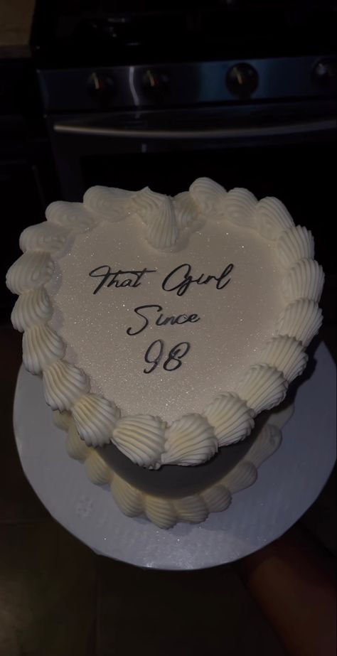 Cute Classy Birthday Cakes, That Girl Since 98 Cake, 27 Birthday Cake Woman, White Love Heart Cake, Sag Szn Birthday Cake, 19tg Birthday Cake, That Girl Birthday Cake, That Girl Since Cake, 32 Birthday Cake For Women