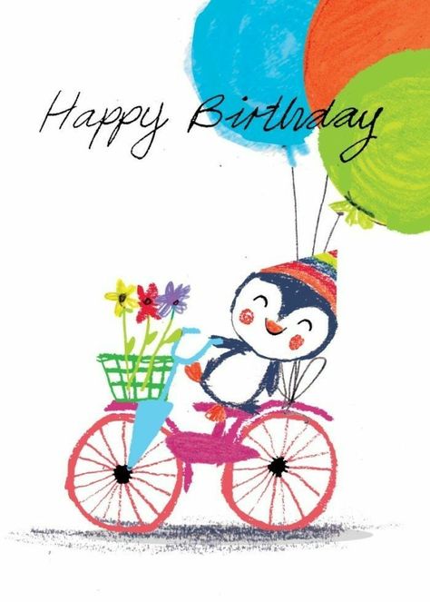 Happy Birthday Penguin, Happy Bday Wishes, Birthday Penguin, Birthday Photobooth, Happy Birthday Illustration, Happy Birthday Clip, Happy Birthday Flowers, Penguin Birthday, Birthday Card Sayings