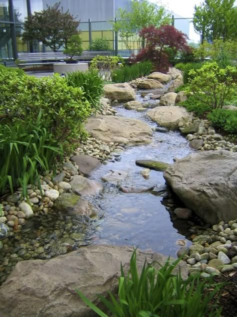 Backyard Stream, Garden Stream, Kolam Koi, Dry Creek Bed, Garden Pond Design, Garden Waterfall, Pond Waterfall, Healing Garden, Pond Landscaping