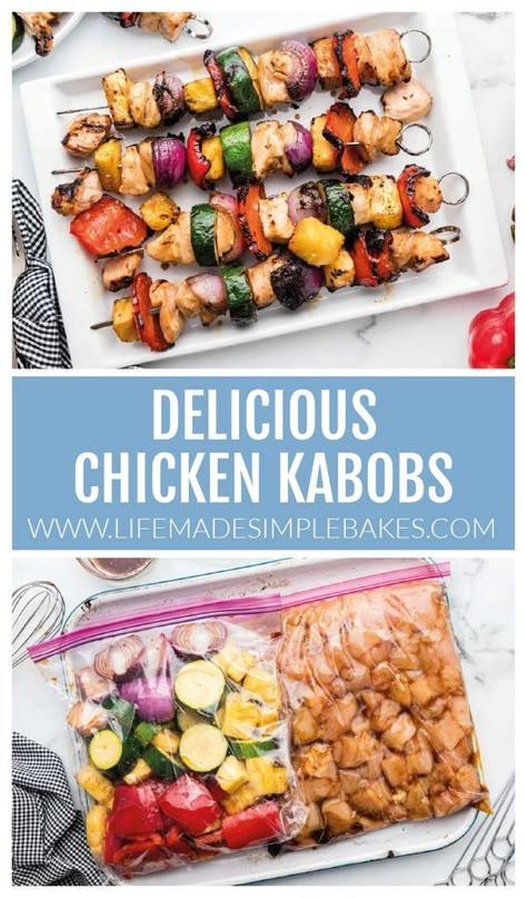 Kabob Marinade Recipes, Kabobs Chicken, Chicken Kabob Marinade, Chicken Shish Kabobs, Kabob Marinade, Grilled Kabob Recipes, Chicken Kabob Recipes, Veggie Kabobs, Grilled Chicken Kabobs