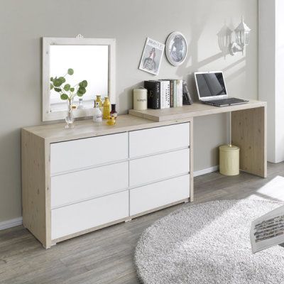 Dresser And Desk Combo, Camera Ikea, Desk Dresser Combo, Small Bedroom Hacks, Wooden Dressing Table, Bedroom Hacks, Wooden Drawer, Dressing Table Desk, Diy Furniture Renovation