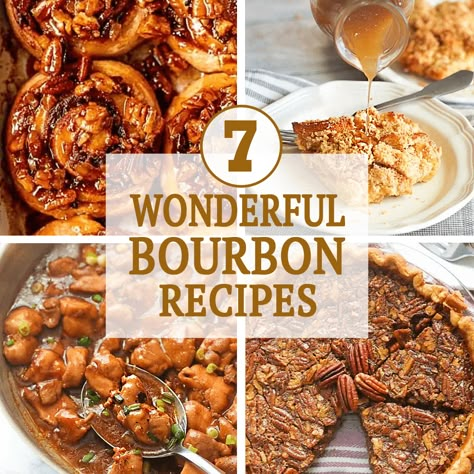 7 Wonderful Bourbon Recipes - Immaculate Bites Bourbon Christmas Tree, Bourbon Syrup Recipe, Bourbon Dessert Recipes, Tasting Party Food, Kentucky Derby Pie Recipe, Bourbon Dessert, Cooking With Bourbon, Whiskey Tasting Party, Bourbon Cookies