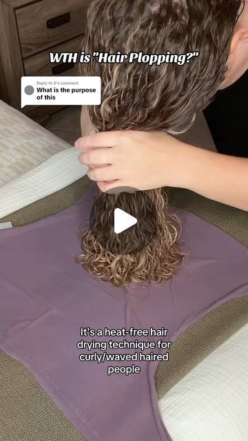 the hair plop on Instagram: "Drying your wavy or curly hair with the hair plop will...  ✓ Minimize Frizz  ✓ Decrease Breakage ✓ Prevent Heat Damage ✓ Cut Down Your Drying Time  ✓ Improve Hair Health   Did I convince you yet?  #hairplop #hairplopping #hairplopmethod #hairploptutorial #wavyhairstyling #wavyhairroutine #wavedefinition #frizzyhairtip" Net Plopping Curly Hair, How To Plop Curly Hair, Plopping Curly Hair Overnight, Plopping Curly Hair, Heat Free Hairstyles, Wavy Or Curly Hair, Frizzy Hair Tips, Hair Plopping, Curly Hair Overnight