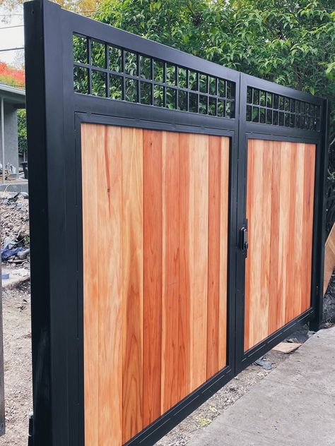 Gates | Fences | Doors | Railings | Fabrication & Installation | Welding Services House Front Gate, Wooden Gate Designs, Metal Gates Design, Wooden Gates Driveway, Backyard Gates, Metal Garden Gates, Timber Gates, Gate Designs Modern, Fence Gate Design